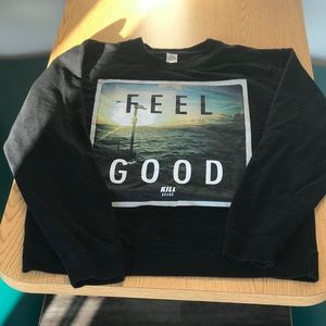 Feel Good crewneck sweater kill brand black Sz M